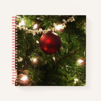 Christmas Tree I Holiday Pretty Green and Red Notebook
