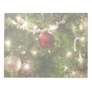 Christmas Tree I Holiday Pretty Green and Red Notepad