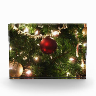 Christmas Tree I Holiday Pretty Green and Red Photo Block