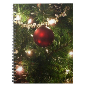 Christmas Tree I Holiday Pretty Green and Red Spiral Notebook