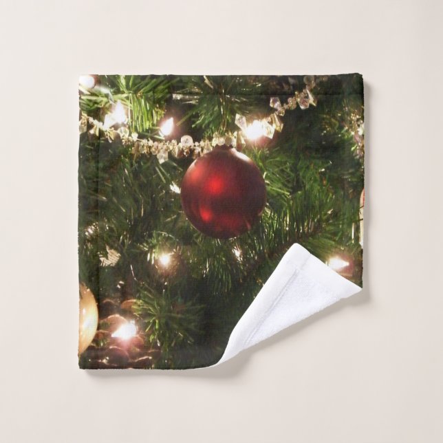 Christmas Tree I Holiday Pretty Green and Red Wash Cloth (Wash Cloth)