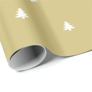 Christmas Tree Iconic Pattern Gold/White Wrapping Paper