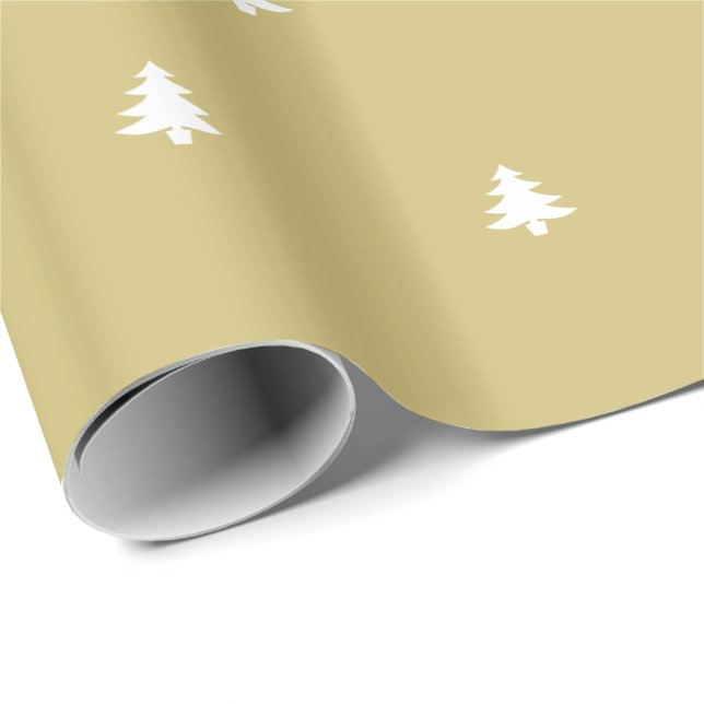 Christmas Tree Iconic Pattern Gold/White Wrapping Paper (Roll Corner)