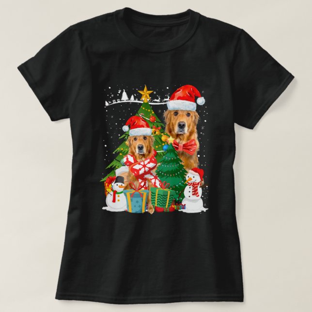 Christmas Tree idea for Women Christmas Golden Ret T-Shirt (Design Front)