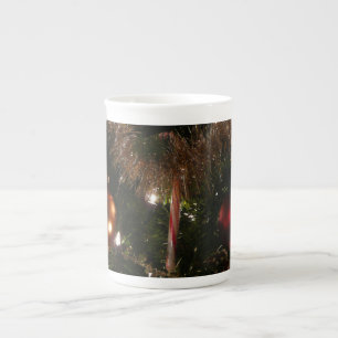 Christmas Tree II Holiday Red and Gold Bone China Mug