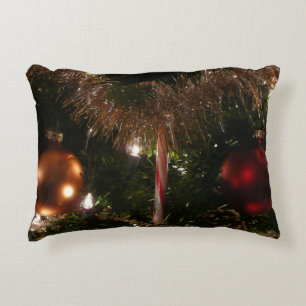 Christmas Tree II Holiday Red and Gold Decorative Cushion