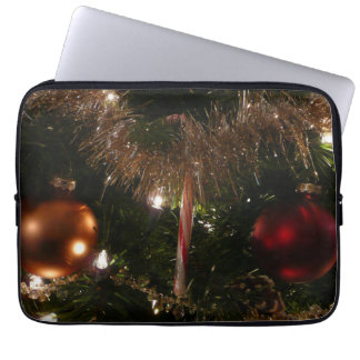 Christmas Tree II Holiday Red and Gold Laptop Sleeve