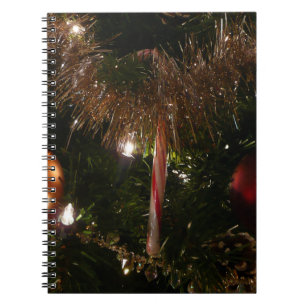 Christmas Tree II Holiday Red and Gold Spiral Notebook