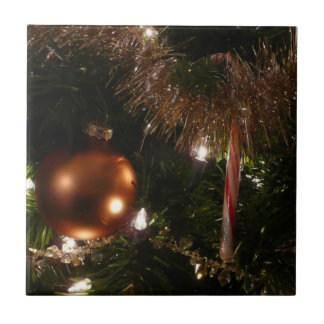 Christmas Tree II Holiday Red and Gold Tile