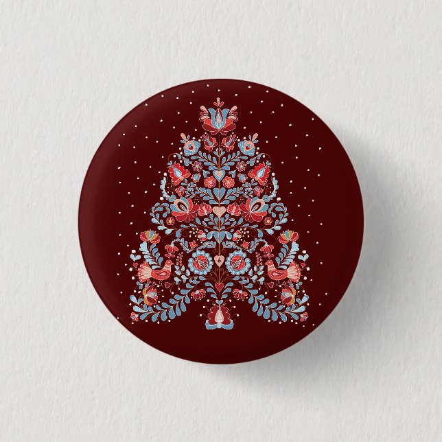 Christmas Tree Illustration 3 Cm Round Badge (Front)