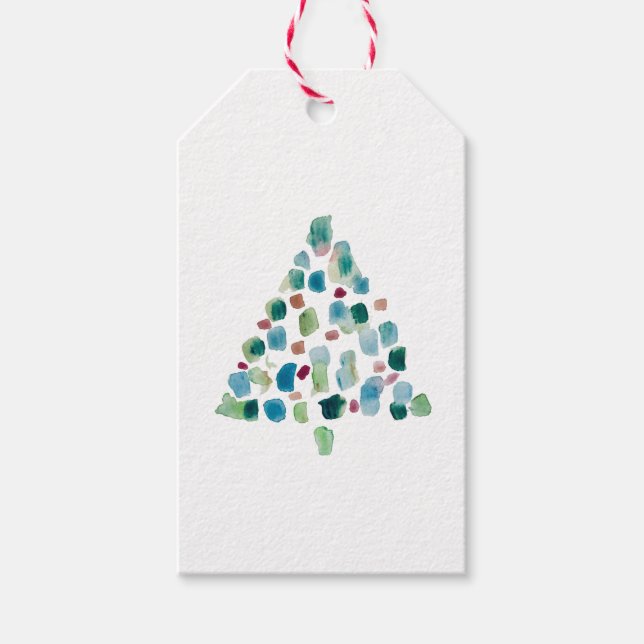Christmas Tree Illustration Classic Gift Tags (Front)