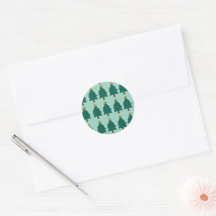 Christmas tree illustration classic round sticker