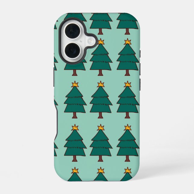 Christmas tree illustration  iPhone 16 case (Back)