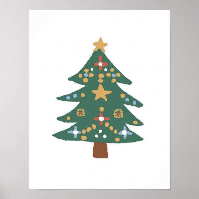 Christmas Tree Illustration Nordic Print (Front)