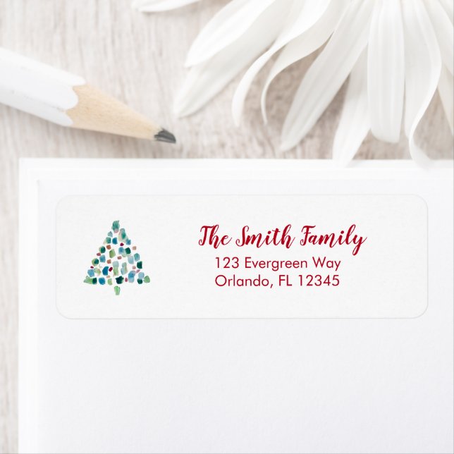 Christmas Tree Illustration Return Address Label (Insitu)
