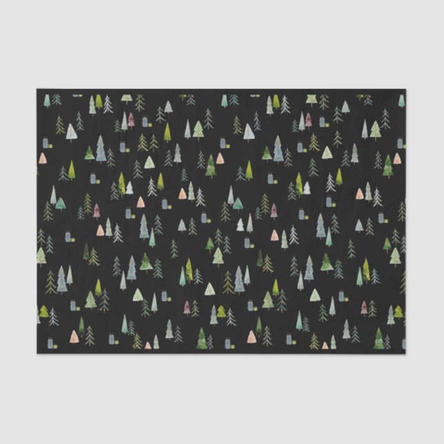 Christmas Tree Illustration Watercolor   Tissue Paper (Front)