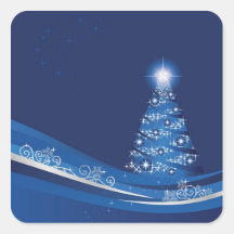 Christmas tree in a blue winter garden sticker