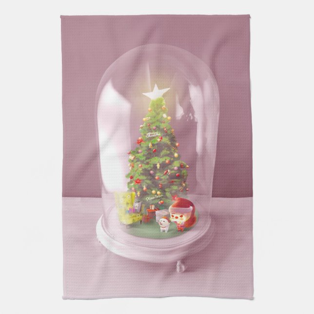 Christmas Tree in a Glass Dome Tea Towel (Vertical)