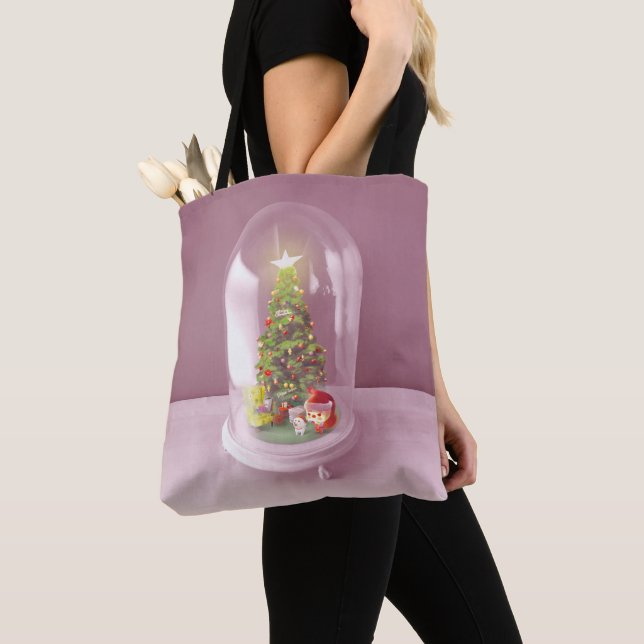 Christmas Tree in a Glass Dome Tote Bag (Close Up)