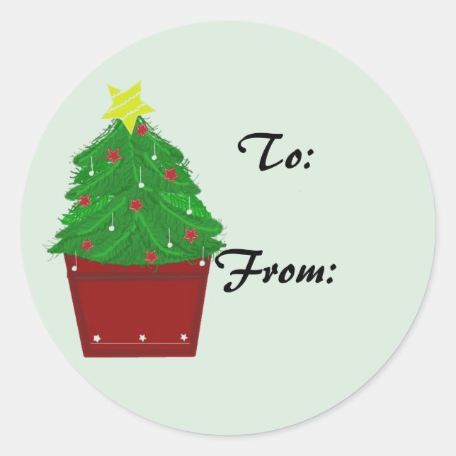 Christmas Tree in a Red Planter Gift Tag (Front)