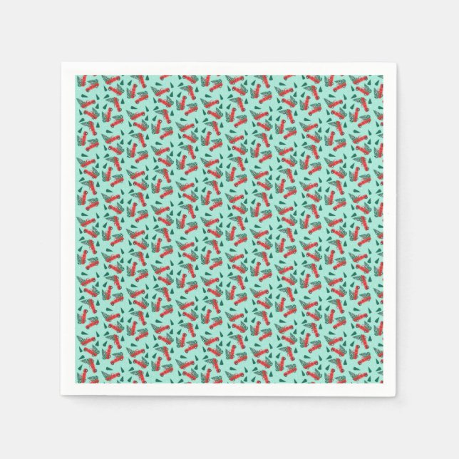 Christmas Tree In A Truck Pattern Red Green Napkin (Front)
