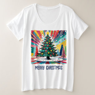 Christmas Tree in abstract art 39 - Fan Fun Plus Size T-Shirt
