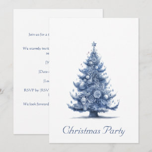 Christmas Tree in Delft Blue customisable Invitation