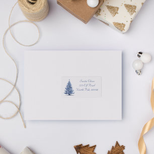 Christmas Tree in Delft Blue customisable Label