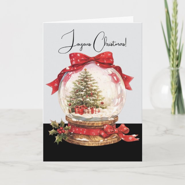 Christmas Tree in Festive Snowglobe Holiday Card (Front)