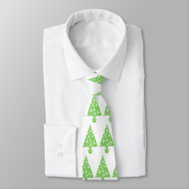 Christmas Tree in Green and White. Tie (Tied)