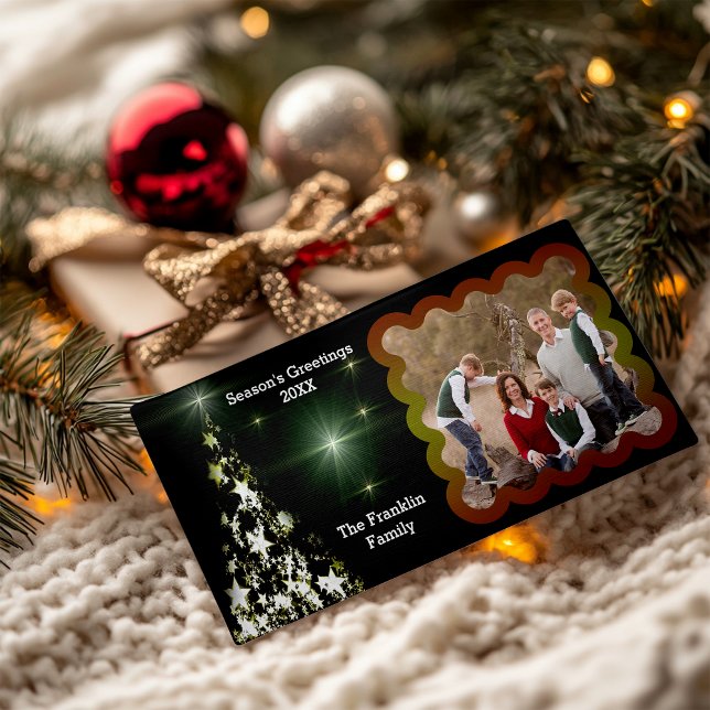 Christmas Tree in Midnight Green Your Photo Holiday Card (Christmas Tree in Midnight Green Your Photo Holiday Card)