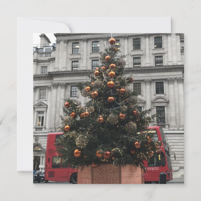 Christmas Tree in St. James's Square, London UK Holiday Card (Front)