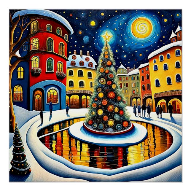 Christmas tree in town square 5 poster (Front)