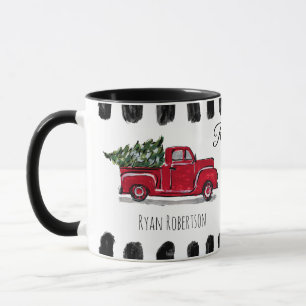 Christmas Tree in Vintage Red Truck Custom Mug