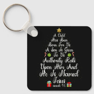 Christmas Tree Jesus Mighty God Isaiah 9 6 Faith C Key Ring
