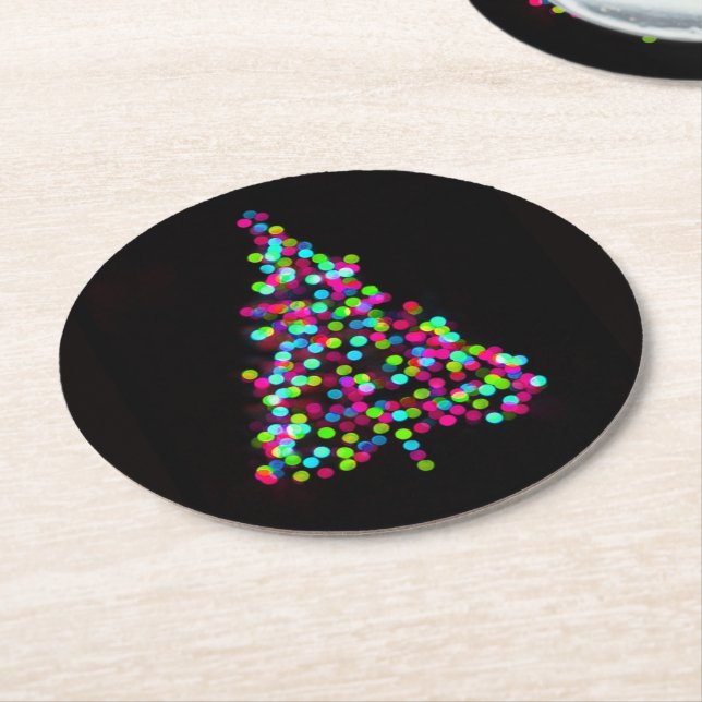 Christmas Tree Jewels Round Paper Coaster (Angled)