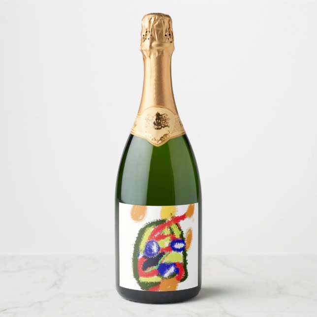 Christmas tree joy  sparkling wine label (Front)