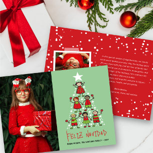 Christmas Tree Kids And Stars Photo Holiday Card