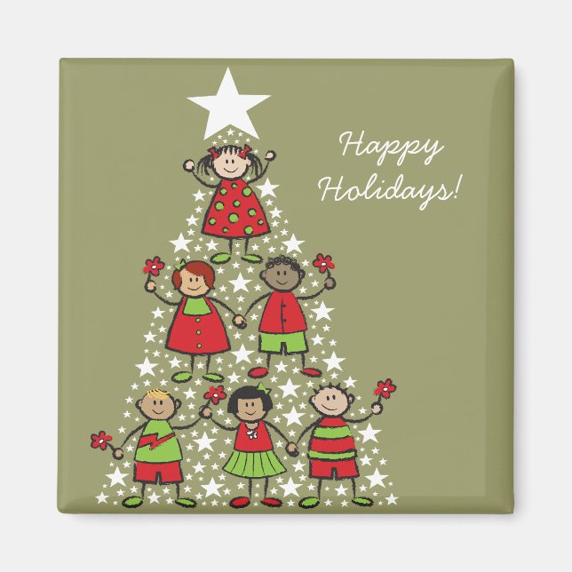 Christmas Tree Kids Holiday Gift Magnet (Front)