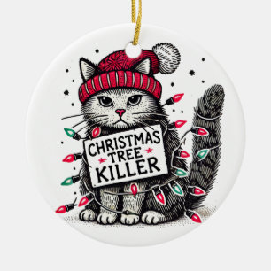 christmas tree killer cat ceramic tree decoration