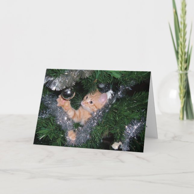 Christmas tree kitten - Customised Holiday Card (Front)