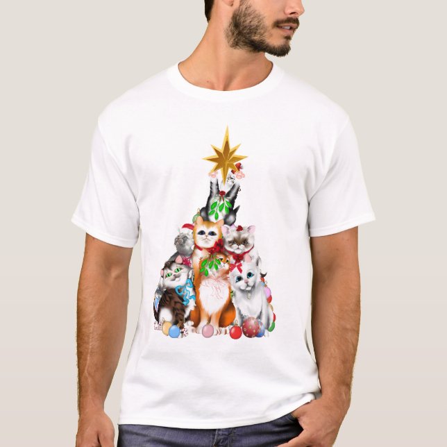 Christmas Tree Kittens  T-Shirt (Front)
