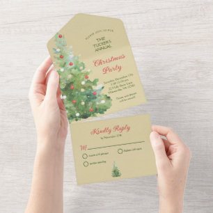 Christmas Tree Kraft Paper Company Holiday Party All In One Invitation