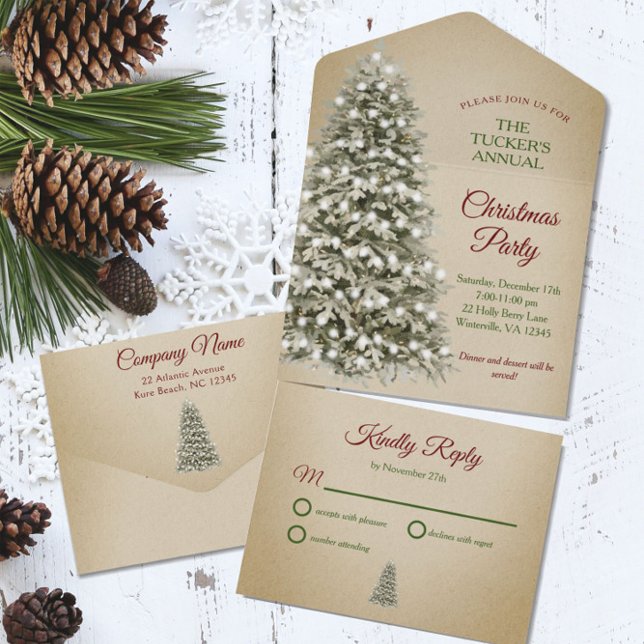 Christmas Tree Kraft Paper Company Holiday Party All In One Invitation (Creator Uploaded)