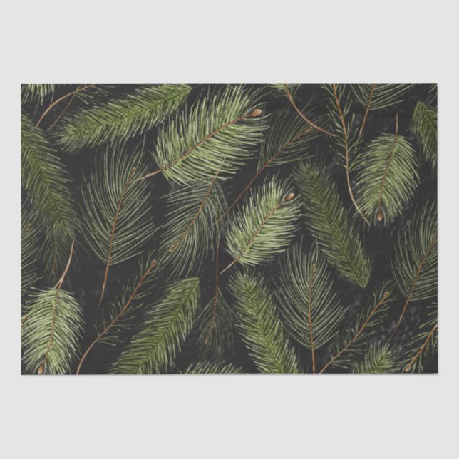 Christmas Tree Leaves Black Christmas  Tissue Paper (Front)