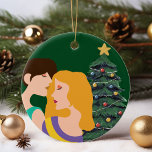 Christmas Tree Lesbian Couple LGBT Ceramic Tree Decoration<br><div class="desc">Beautiful lesbian Christmas ornament featuring a romantic gay couple. Two women hold each other in a loving embrace in front of a festive Christmas tree on a pretty ornament gift for your LGBT friends</div>