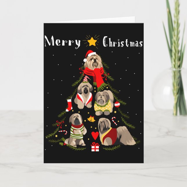 Christmas Tree Lhasa Apso Lover Xmas Dog Owner New Card (Front)