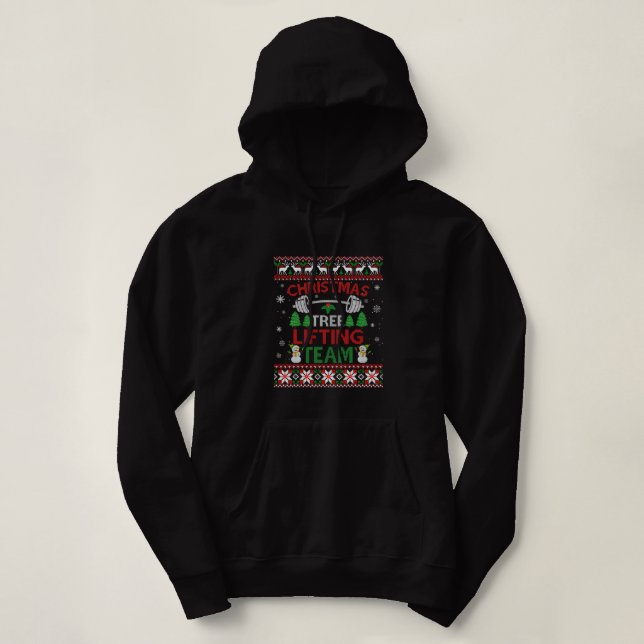 Christmas Tree Lifting Team Funny Ugly Sweater T-S (Design Front)