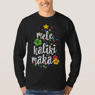 Christmas Tree light Mele Kalikimaka Tropical Hawa T-Shirt