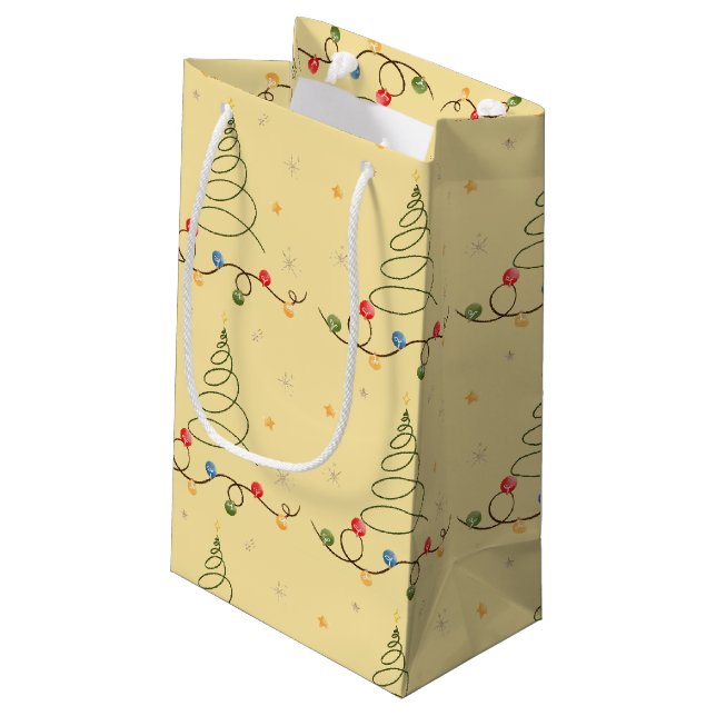 Christmas Tree Light Yellow Small Gift Bag (Back Angled)